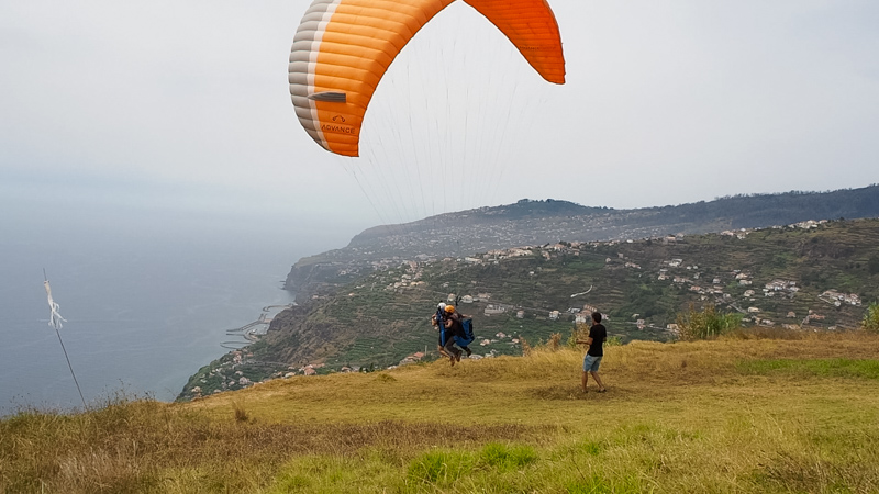 paragliding tandem jump at arco da calheta